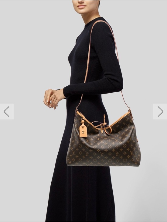 Louis Vuitton Handbags - Monogram Canvas Shoulder Tote with Tan Trim and Burgundy Interior (large size)